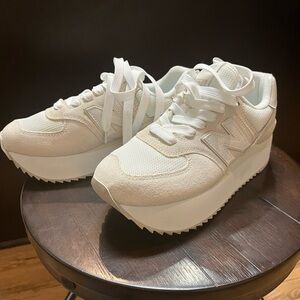 New Balance 574 Platform Sneakers Off White Cream Women’s 8